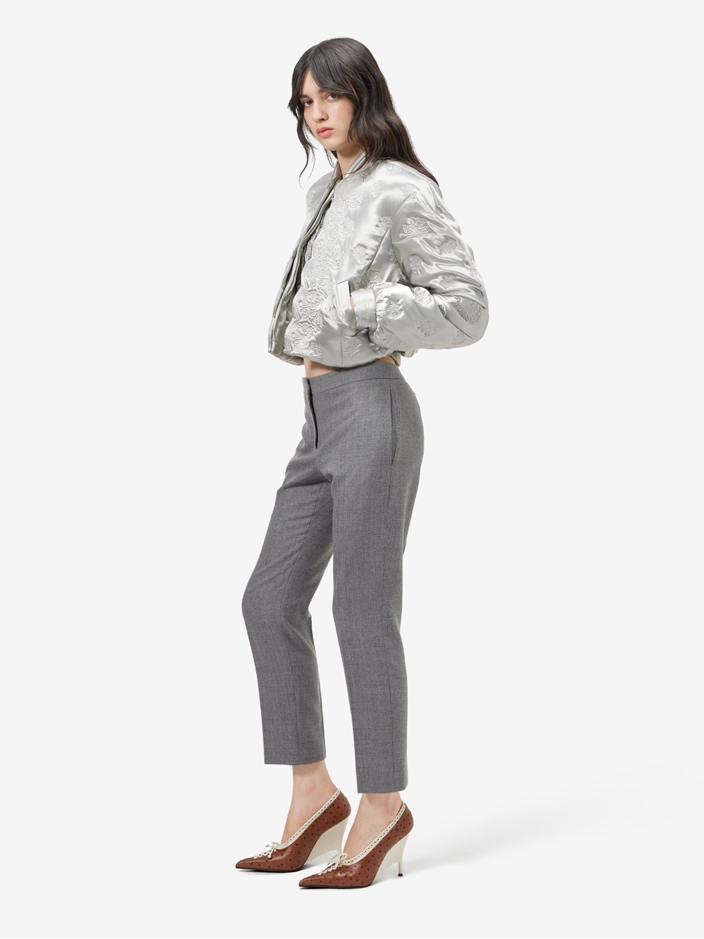 Alexander McQueen Gray Cropped Tailored Trousers